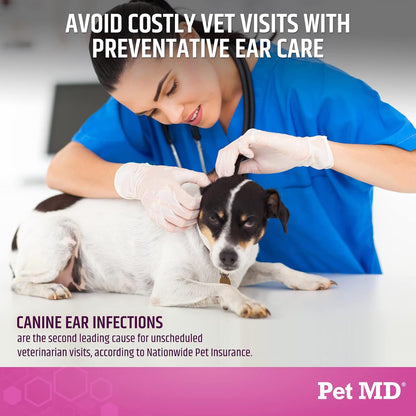 Pet MD Otic Clean Dog Ear Cleaner for Cats and Dogs - Effective Against Infections, Itching, and Controls Odor - 8 oz