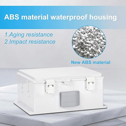 Outdoor Waterproof Electrical Junction Box, ABS Water Resistant Enclosure