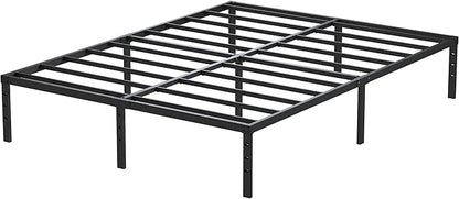14 Inch Metal Bed Frame Queen Size No Box Spring Needed, Heavy Duty Platform Support Up to 3000 lbs, Easy Assembly, Noise Free, Black