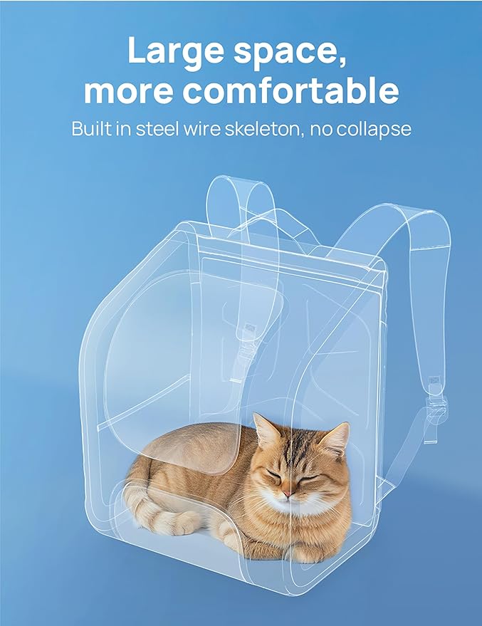 Pecute Cat Backpack Carrier,Large Space Cat Bubble Backpack,Ergonomic,Khaki | Expandable,Sunshade Curtain,Transparent Window,Safety Rope,Sturdy,Large Mesh on Both Sides for Breathability,for Outdoor,Vet
