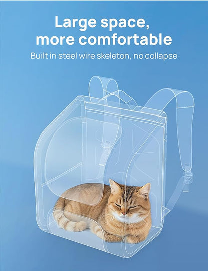 Pecute Cat Backpack Carrier,Large Space Cat Bubble Backpack,Ergonomic,Khaki | Expandable,Sunshade Curtain,Transparent Window,Safety Rope,Sturdy,Large Mesh on Both Sides for Breathability,for Outdoor,Vet