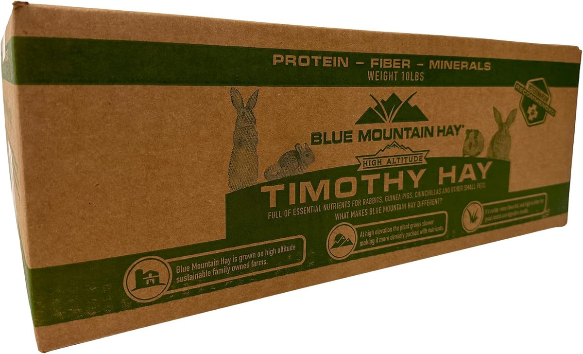Blue Mountain Hay | Fresh Timothy Hay (10 Pounds) | Great for All Ages | High-Altitude Hay Pet Food for Rabbits, Guinea Pigs, Chinchillas, Hamsters, and Other Small Pets
