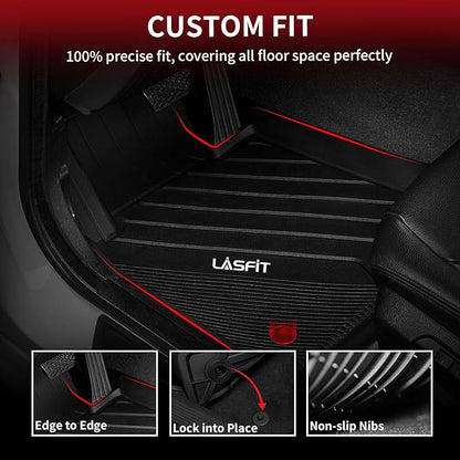 LASFIT Floor Mats & Cargo Mat for 2023 2024 2025 BMW X1 xDrive28i M35i xDrive, Custom Fit TPE All Weather Waterproof Floor Liners Full Set Car Liners, Black