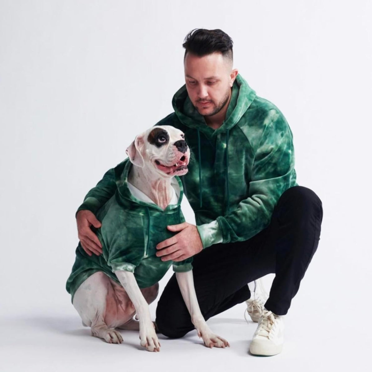 Spark Paws Dog Hoodie – Premium Dog Sweater for Small, Medium, and Large Dogs | Warm Outfits for French Bulldogs, Pitbull, Puppy, Winter Jacket Alternative - Green Skydye, XL