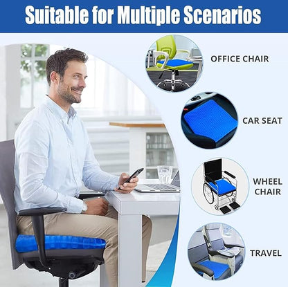 20" Gel Seat Cushion for Long Sitting(Jumbo&Thick) – Office Chair Cushion – Wheelchair Cushions for Pressure Sores – Non-Slip Desk Chair Car Seat Cushion Driving – Sciatica & Back Pain Relief