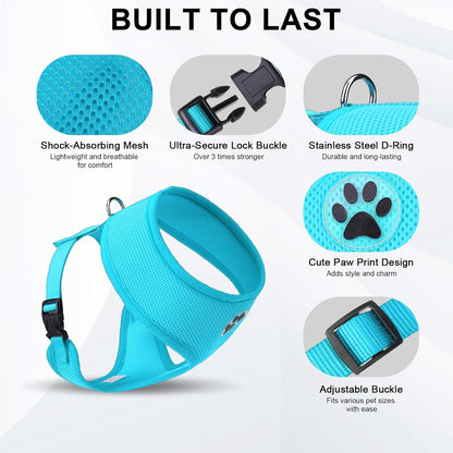 BINGPET No Pull Dog Harness,Soft Mesh Breathable All Weather Vest Harness,Safety Protection Design Durable Adjustable Step-in Easy Walk Dog Harness for Small Medium Large Dogs(RoyalBlue,XS)