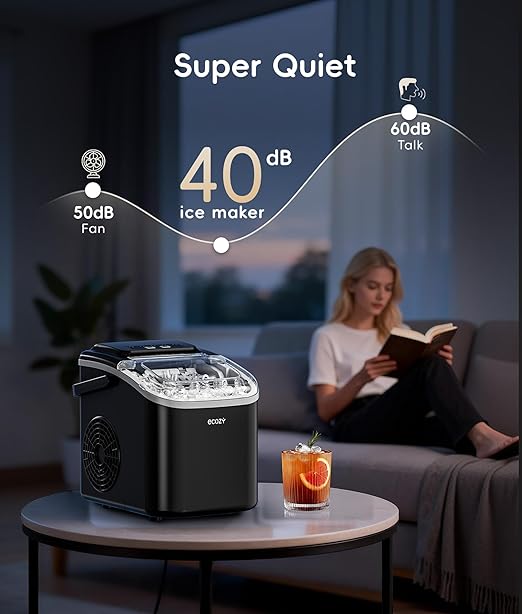 ecozy Portable Ice Makers Countertop, 8 Cubes in 6 Mins, Bullet Ice Maker