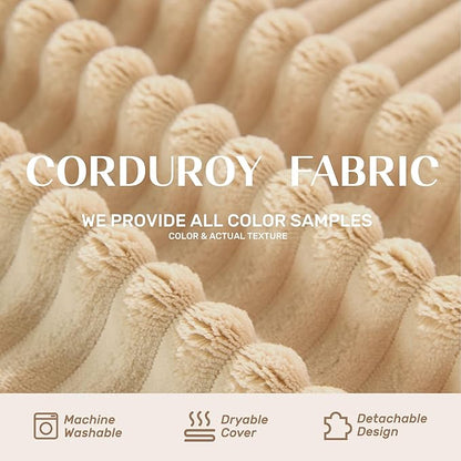 107" Boneless Couch with Deep Seat, Modular Sectional Sofa, Cloud Sectional Couch for Living Room, No Assembly Required, Corduroy, L-Shape Right?Camel