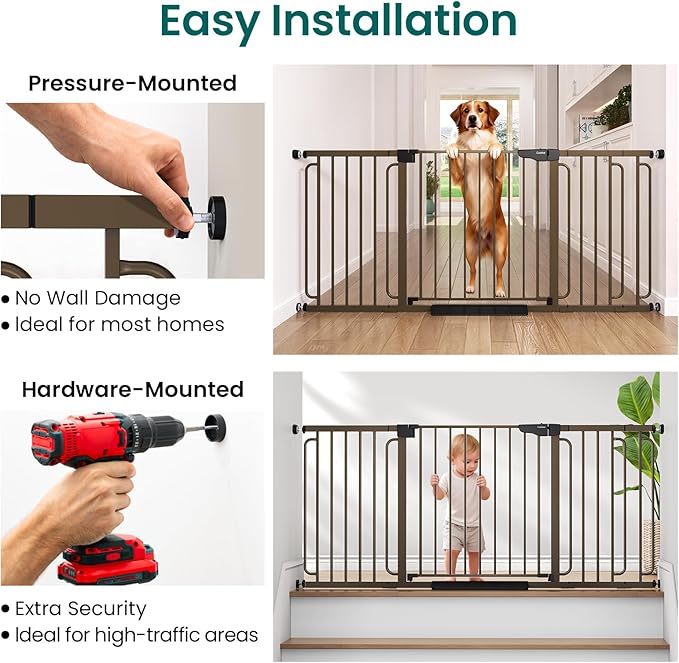 Cumbor Extra Wide Baby Gate, 36.6-69" Walk-Through Dog Gate