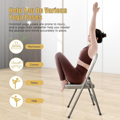 INNOLIFE Modern Minimalist Yoga Chair, Foldable & Space-Saving, 300 lbs Capacity, Grey