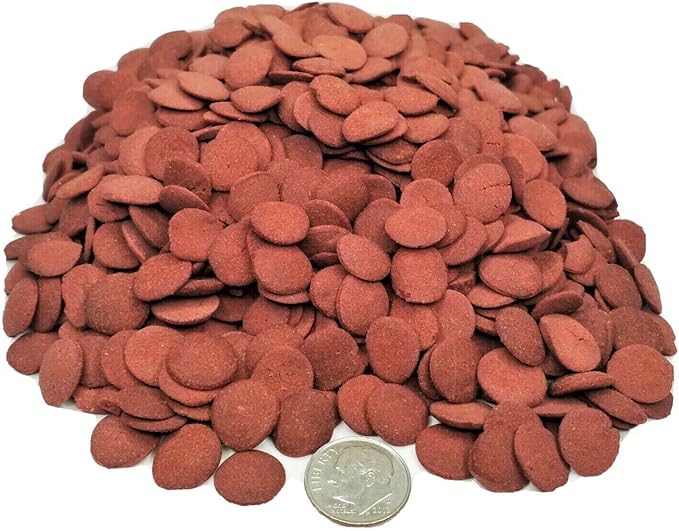 Aquatic Foods Inc. Ultra Color Enhancing 12mm - 1/2" Sinking Wafers of Krill, Astaxanthin, Rose Algae. for Bottom Fish, Plecos, Shrimp, Snails, All Herbivorous & Omnivorous Tropical Fish...1/2-lb