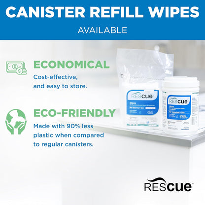 REScue One-Step Disinfectant Cleaner & Deodorizer Wipes for Vet Use – Cleaner for Kennels, Litter Boxes, Vet Offices, Pet Grooming Surfaces, Pet Items – Wipes Canister, 160-Count (Pack of 1)