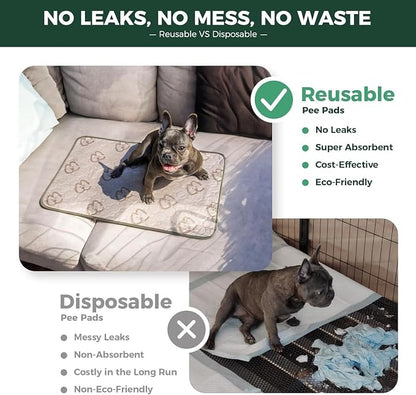 FXW Washable Pee Pads for Dogs, Super Absorbent, 11" x 17", 2 Packs | Machine washable, Non-slip backing