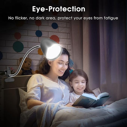 Desk lamp with Clamp, Non-Dimmable Clip Light for Bed and Desk, 4000K Cool White, 3.5W 240 LM Flexible Gooseneck lamp, Eye Protection, ETL Listed