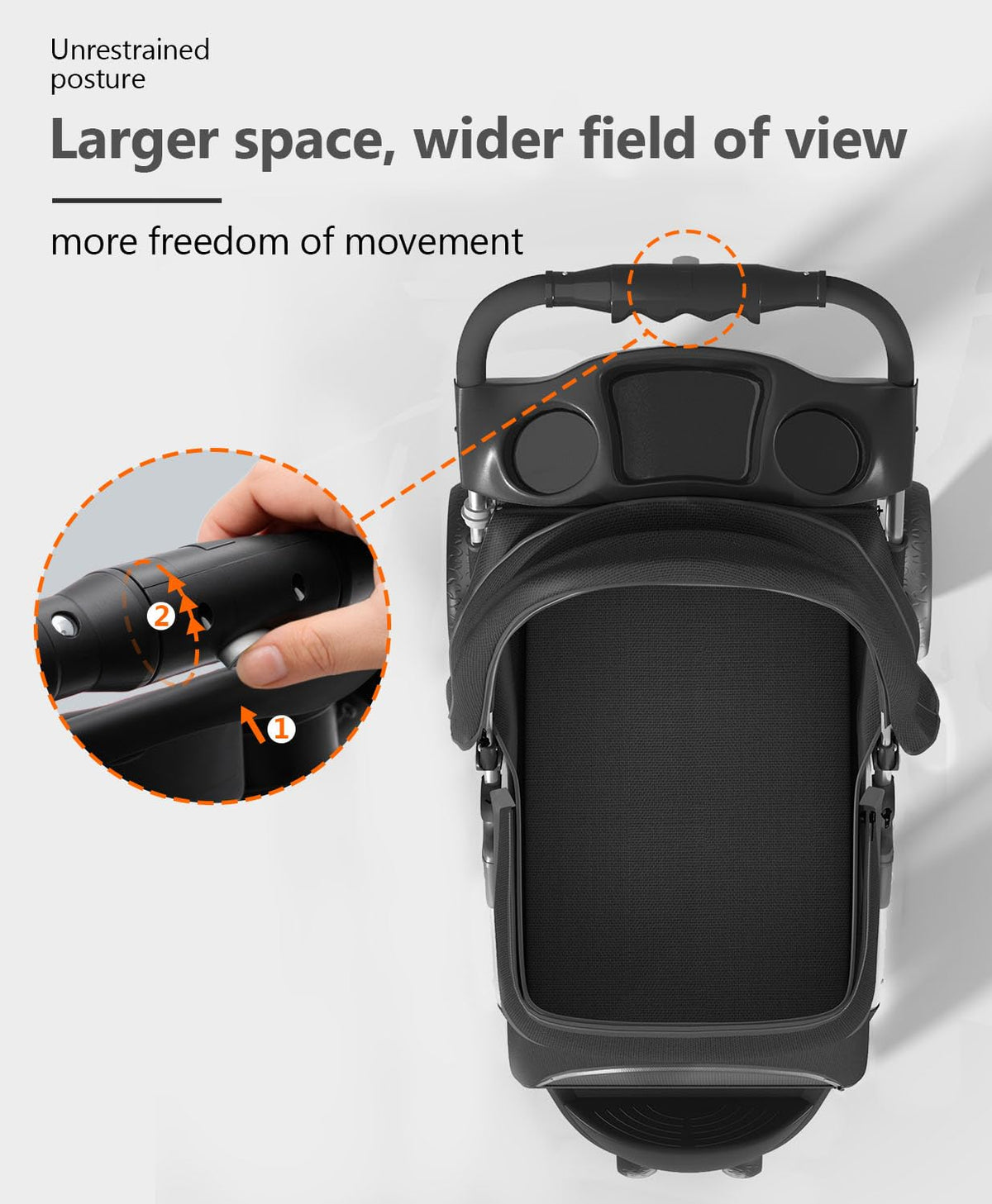 Pet Stroller with 3 Wheels for Small/Medium Pets, Portable Travel Foldable Carrier Jogger for Dog Cat Puppy Kitty, Rear Wheel Breaks, Storage Basket, Visible Mesh with Weather Cover (Black)