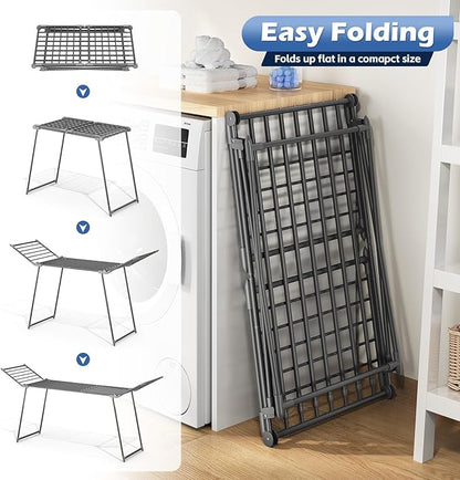 APEXCHASER Clothes Drying Rack Foldable, Large Drying Rack Clothing Retractable