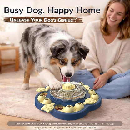 KADTC 3-Level Dog Puzzle Toy, Spin to Release Treat Dispenser & Slow Feeder | LARGE SIZE - Slide, swing, sniff, search: 4 play modes curb boredom, channel energy, build focus, deliver mental stimulation.