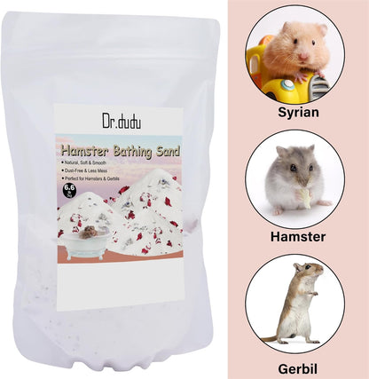 DR.DUDU Hamster Bath Sand, 6.6lb Dust Free Desert Sand or Potty Litter Sand for Hamster Chinchillas Gerbil Syrian Mice Small Animals (White, Flower Smell)