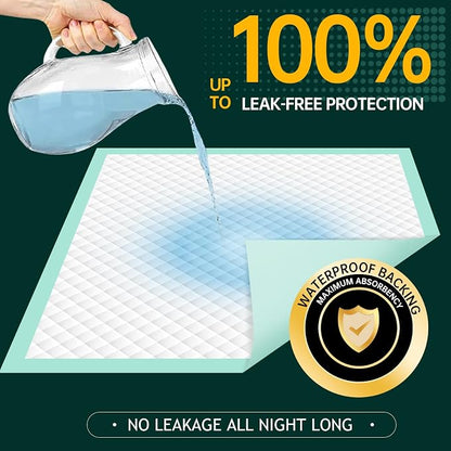 MILDPLUS Disposable Bed Pads 40"X40" 50pcs Extra Large Pee Pads | Incontinence Bed Pads, Heavy Duty Super Absorbent Underpads, Waterproof Chucks Pads for Adults, Elderly or Pets, 100x100CM