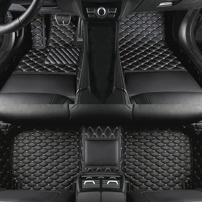 TAHALI Custom Colors Car Floor Mats Black Pink for 99.9% Sedan SUV Sports， All-Weather Liners Car Floor mat，Luxury Leather Automotive Floor Mats (Black Beige,3D Floor Mats)
