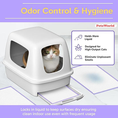 PetsWorld Universal Fit Cat Pad Refills for Litter Box, Fresh Scent, Odor Control, Pack of 50