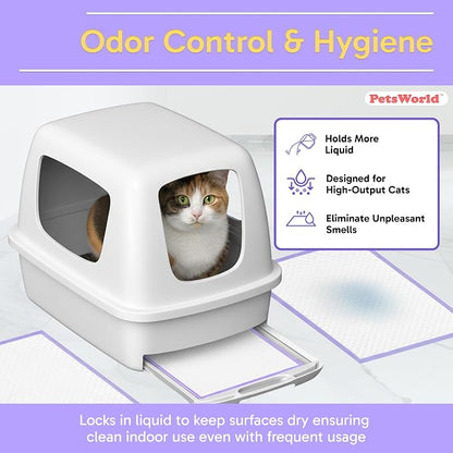 PetsWorld Universal Fit Cat Pad Refills for Litter Box, Fresh Scent, Odor Control, Pack of 100