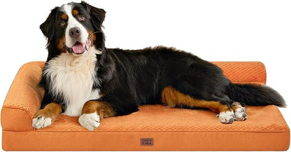 EHEYCIGA Memory Foam Dog Bed, Extra Large Orthopedic Dog Bed, Pumpkin | Washable Removable Cover, Waterproof Flat Pet Sofa Couch with Nonskid Bottom, 48x35x7.5