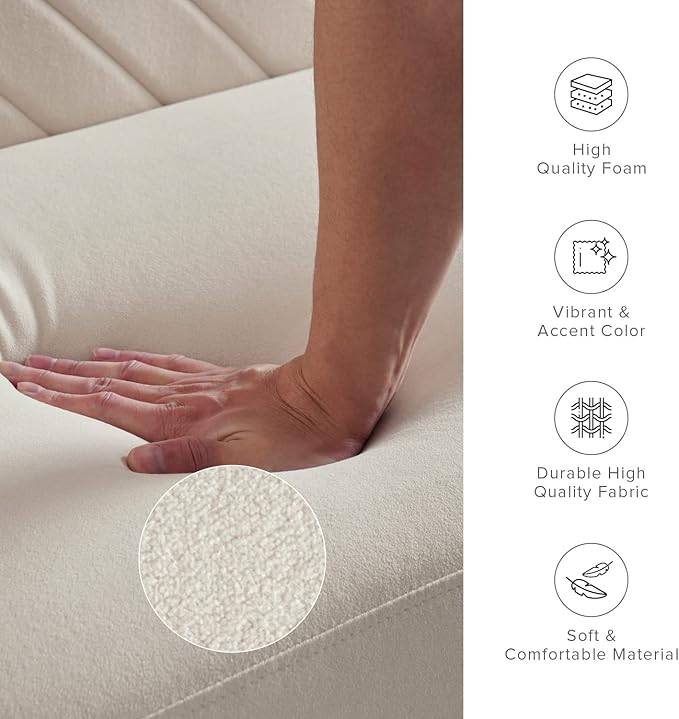 mopio 76.4" Futon Sofa Bed, Couch, Loveseat, Sleeper Sofa, Mid Century Modern Futon Couch, Sofa Cama, Couches for Living Room (Snow Velvet)