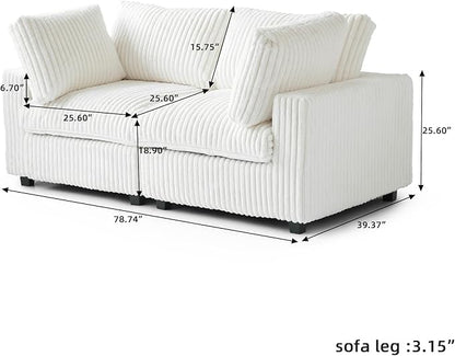WJShome Cloud Modular Sectional Sofa,78" Plush Sofas for Living Room,Love Sofa Couch,2 Seater Comfy Couch Deep Seat Couches,Covers Washable&Replaceable (Beige)