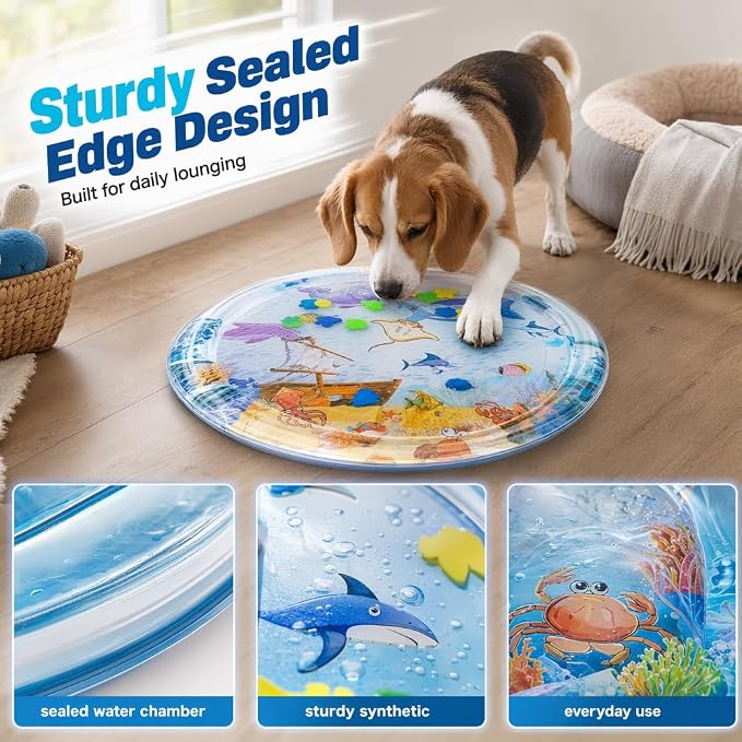 Cat Water Mat with Fish, 2026 New Interactive Cat Mat, Cat Mat for Indoor Activity, Portable Pet Water Play Mat for Cats and Dogs，A：Small,25"