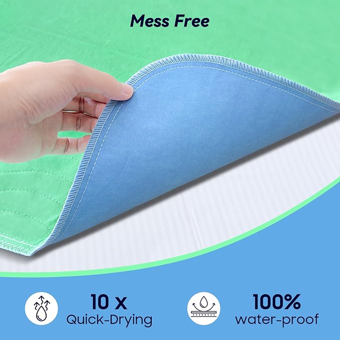 4 Pack 36” x 54” Extra Heavy Absorbency Washable Underpads Bed Pads | WaterProof Nursing Pads Incontinence, Reusable Washable Pee Pads for Dogs, Diaper Changing & Adults, Mattress Protector