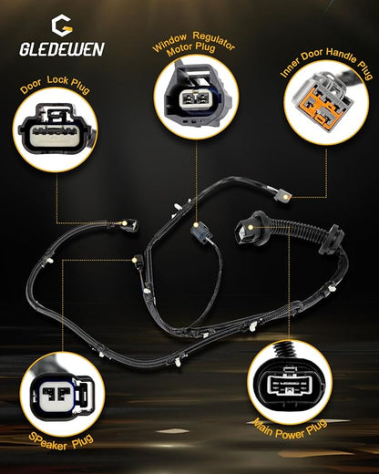 Door Jumper Wiring Harness, Compatible with 2009-2014 Ford F150 Crew Cab | Right Rear Passenger Side Door, RH Rear Door Jumper Wire Assembly, Replace# 9L3Z-14630-CAA, 9L3T-14632-JCA, AL3T-14632-DD
