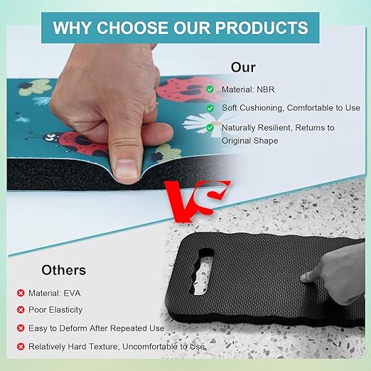 MELOTOUGH Garden Kneeling Pad, 1" Thick Soft NBR Foam Kneeling Pads for Gardening, Cleaning, Work - Lightweight & Comfortable, 15.75"x7.2" (Ladybug)