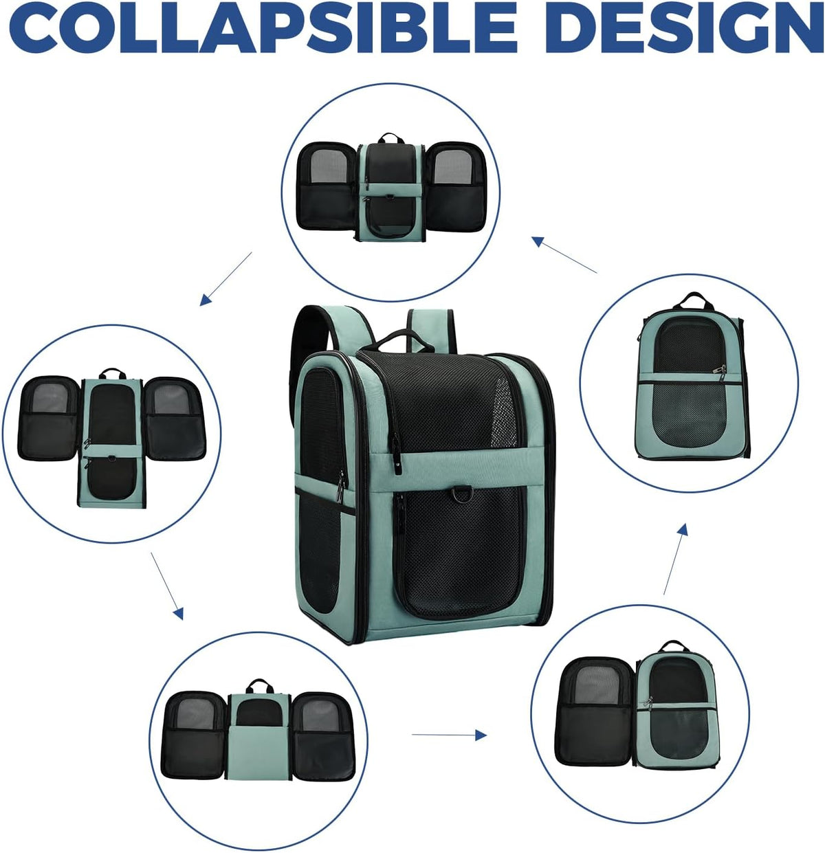 Apollo Walker Dog & Cat Carrier Backpack for 4-15lb Pets - Ventilated Safe Design with Padded Back Support, Breathable Mesh Pet Backpack for Hiking, Travel, Outdoor (Blue)