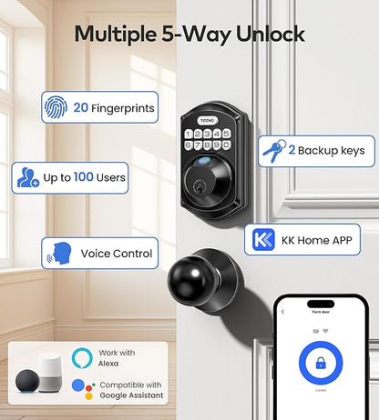 TEEHO TE012W-K WiFi Smart Keyless Entry Door Lock
