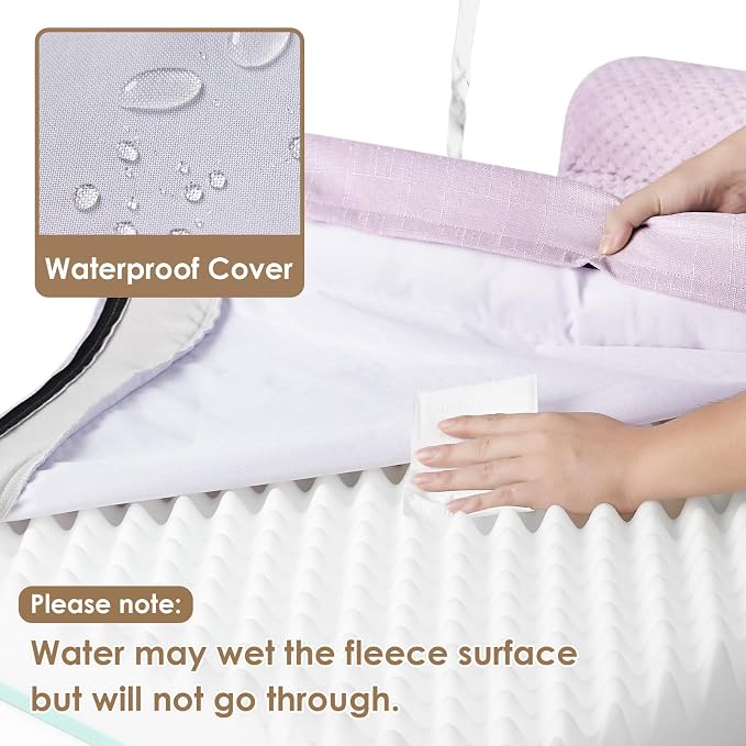 EHEYCIGA Memory Foam Dog Bed, Large Orthopedic Dog Bed, Lilac | Washable Removable Cover, Waterproof Flat Pet Sofa Couch with Nonskid Bottom, 44x32x6.5
