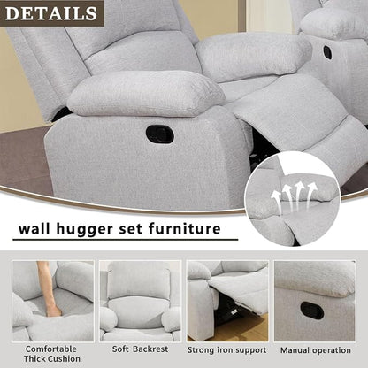 A Ainehome Living Room Furniture Set Leather Recliner Sofa Set Loveseat Chair Furniture Sofa Set for Living Room/Small Space/Rv/House/Office/Theater Seating (A-Grey White Microfiber, Chair)