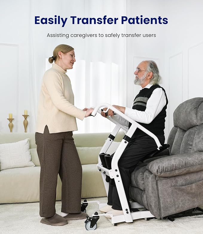 VOCIC Upgrade Sit to Stand Lift, One-Step Stand Assist Lift for Elderly, Patient Lift Chair Transport Unit with Wheels, Standing Transfer Device for Home Care, Fall Prevention & Muscle Building, AY03