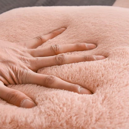 Aimuan Reading Pillow Bed Rest Pillow with Arms Rabbit Fur Back Pillow for Sitting up in Bed Adults Teens Incline Rest Sleeping Snoring with Pregnancy Lumbar Waist Support (Standard, Blush)