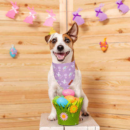 ADOGGYGO Easter Dog Bandanas, Reversible Bunny Floral Pet Scarf, Multi Size Offered, Rabbit Easter Bandana for Small Dogs Pets (Small)