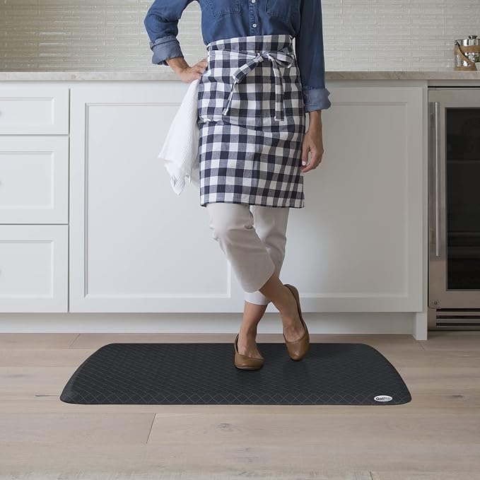 GelPro Elite Premier Gel & Foam Cushioned Anti-Fatigue Kitchen Floor Comfort Mat, Padded Stain-Resistant, Waterproof, Non-Slip Comfort Padded Desk/Office Mat, 20" x 36", Basketweave Black
