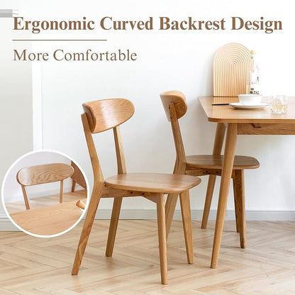 Hymus 100% Solid Oak Wood Dining Room Chairs - Practical Kitchen Chairs for Dining Room, Kitchen, Living Room (1, Natural)
