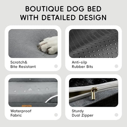 Homemate Dog Bed Extra Large Size Dog: 48"x35" Orthopedic Pet Bed with Toy | Large Dogs Bed with Non-Slip Botton & Removable Washable Cover Cat Bed Sofa XXL Outdoor Crate Pad Couch Dark Grey