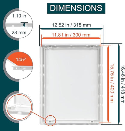 12" x 16" White Plastic Access Panel. Service Shaft Door Panel. Plumbing
