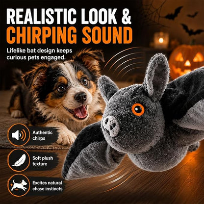 Flying Bat Dog Toy, Flapping Wings Interactive Pet Teaser (1PC) | USB Rechargeable | Chirping Sounds | Hanging & Ground Play | Realistic Flight Motion | Cat & Dog Exercise