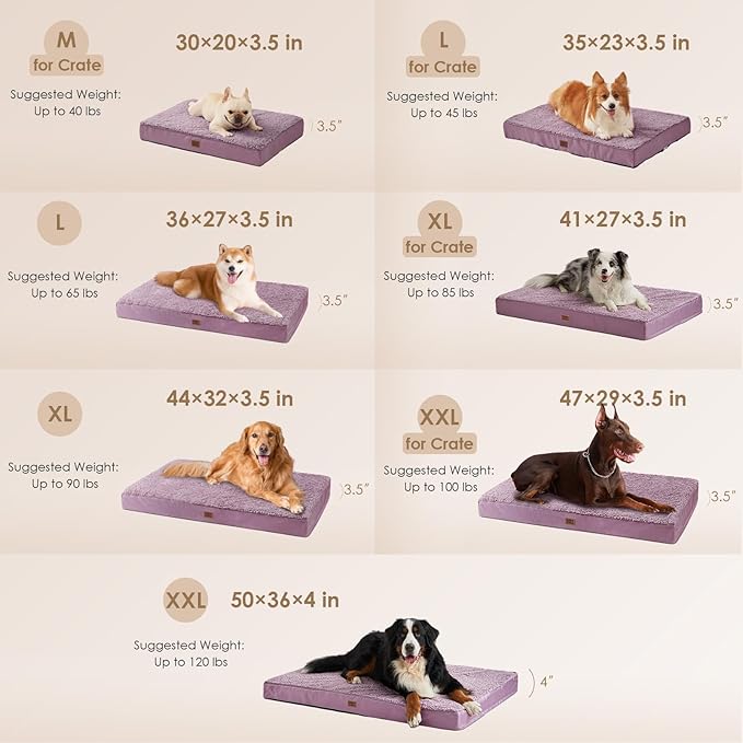 EHEYCIGA Orthopedic Dog Bed Extra Large with Removable Washable Cover, 47IN | Egg Crate Foam Support, Durable Oxford fabric, Non-Slip Bottom, Machine Washable, Soft Waterproof Plush Pet Bed Mat For Crate