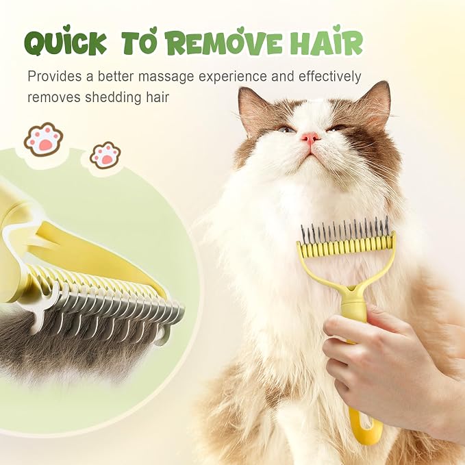 Double-Sided Pet Grooming Brush for Dogs and Cats, 2026 New Dog Deshedding Brush, Dematting Comb Removes Tangles Knots and Loose Fur, Ergonomic Pet Grooming Tool (Green)