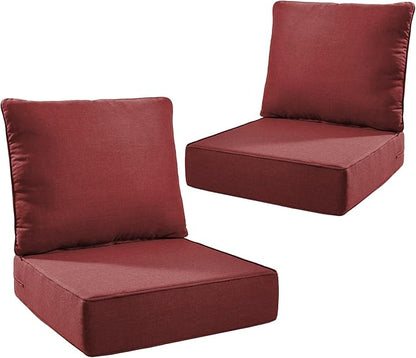 Outdoor Seat Cushion Set-24 x 24 x 6 Inch Outdoor Chair Cushions Set of 2 with Water Resistant & Removable Cover Outdoor Cushions for Patio Furniture Chair Sofa Couch-Red