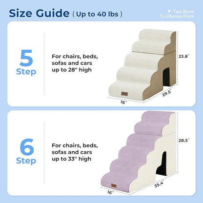 ZOMISIA Dog Stairs for High Beds with Tunnel, 29" H 6 Steps for Large Dog | Tunnel 2 in 1 with Zippers, Suitable for Short-Legged Dogs Get on Bed, Non-Slip Durable Dog Steps with High-Density Foam