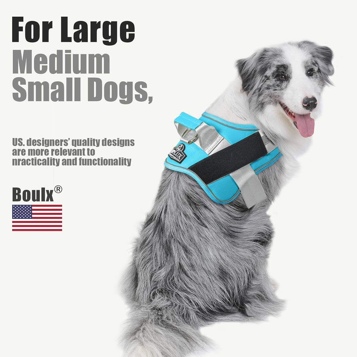 Bolux Dog Harness, No-Pull Reflective Dog Vest, Breathable Adjustable Pet Harness with Handle for Outdoor Walking - No More Pulling, Tugging or Choking (OceanicBlue, X-Small (Pack of 1))
